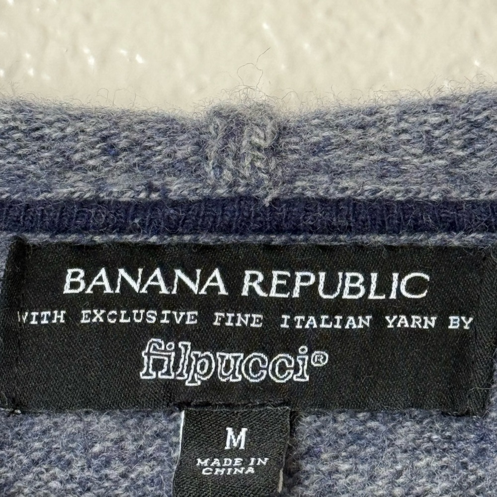 Banana Republic Men’s M Merino Wool Blend Full Zip Sweater Hoodie Gray Knit - Picture 5 of 6